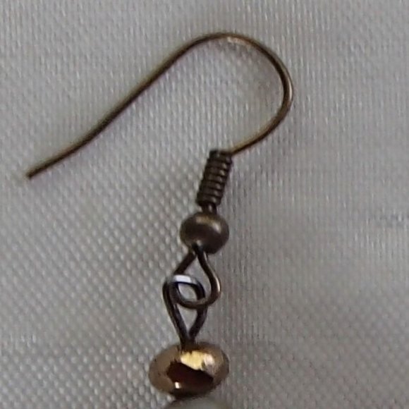 Speckled Goldstone Labradorite Gemstone Earrings Rondelle Spacers Brass Peace - Picture 8 of 13